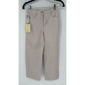 ARITZIA WILFRED MELINA CROPPED VIN GRIS PANTS FAUX LEATHER NWT SZ 0 - FLAWED